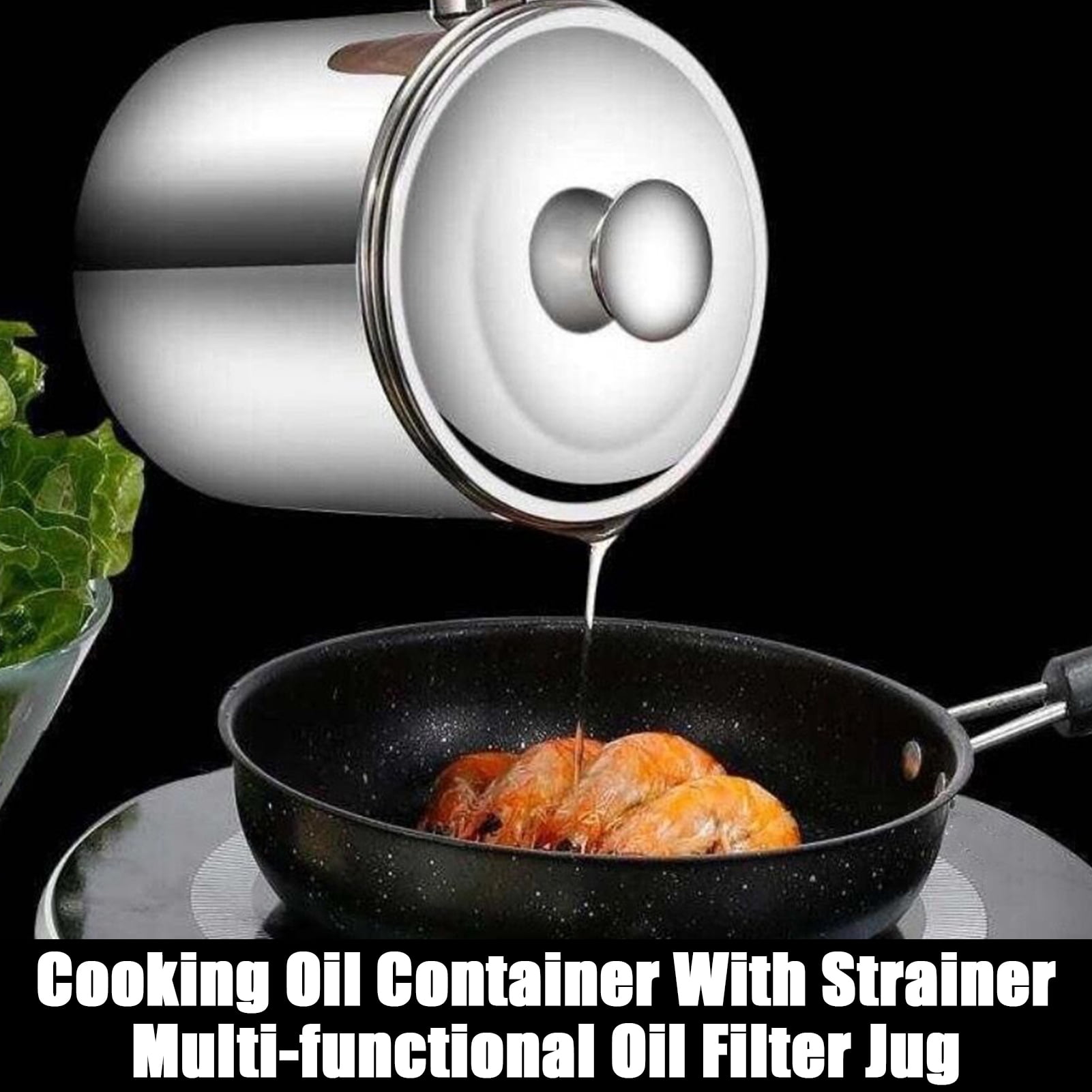 Walbest Filter Oil Pot Bacon Grease Saver Container with Fine Mesh