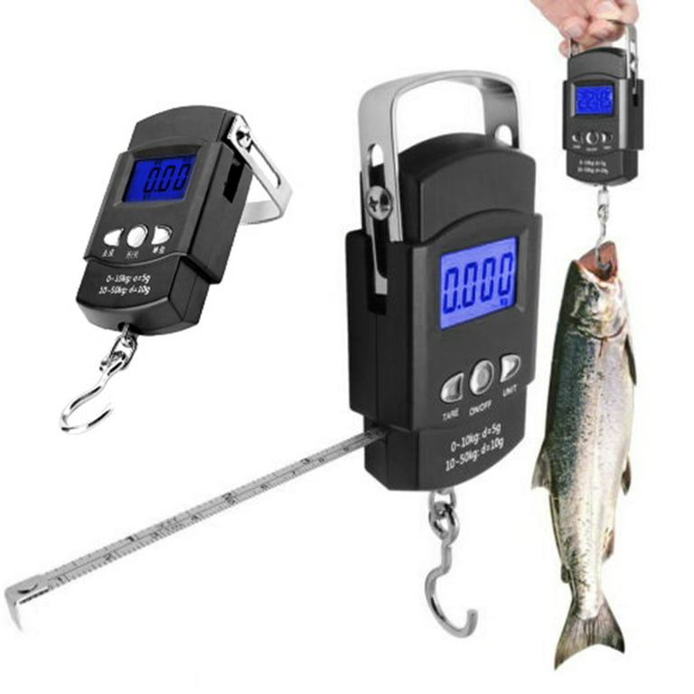 Walbest Fishing Scale Backlit LCD Screen Portable Electronic Balance  Digital Fish Hook Hanging Scale with Measuring Tape Ruler (Not Included  Battery) 