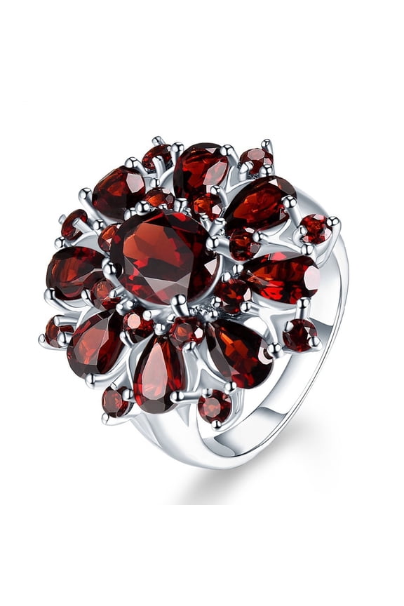 Flower Shaped Ladies Pomegranate Red Ring Women Elegant Trendy Ring for Party