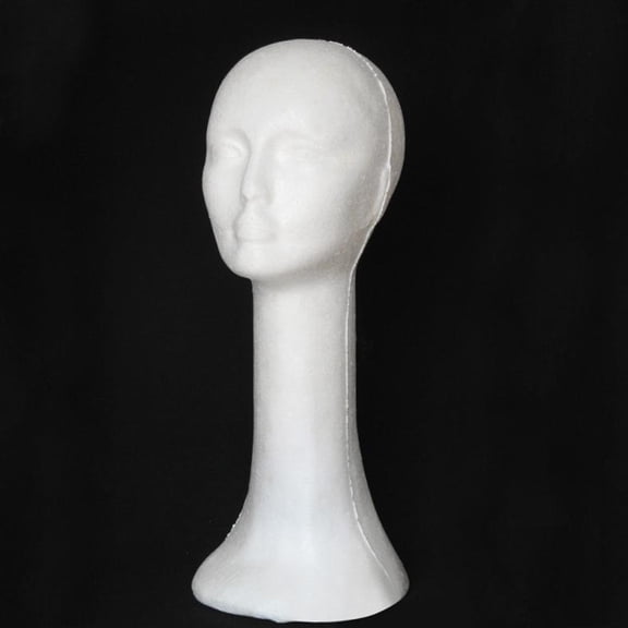 Walbest Foam Female Human Head Long Neck Mannequin Wig Hat Glasses Display Stand Model, Flat and Smooth Without Holes, Non-Toxic and Odorless White 18.11"