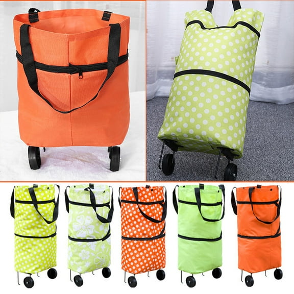 Walbest Foldable 21.6" x 15.7" x 5.51" Oxford Fabric Shopping Cart Bag Green