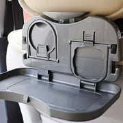 Walbest Folding Car Back Seat Table, Automotive Seat Back Organizers,Easy Install Travel Tray,Food Drink Snack Meal Phone Storage Holder,Plastic Drink Food Rack Cup Holder Tray Stand Desk,Grey