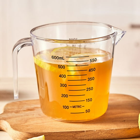 Walbest Food-grade Plastic Measuring Cup with Spout, Clear Scale Precise Measuring Jar for Kitchen, 600ML