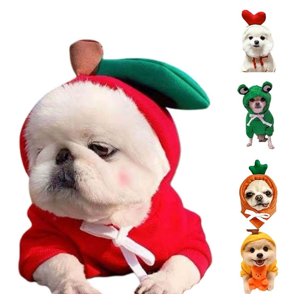 Walbest Fruit Dog Hoodie Clothes,Cute Dog Costume Warm Dog Sweater Cold Weather Sweatshirt Pet Coat for Puppy Small Medium Dogs Cats (Green, 2XL)