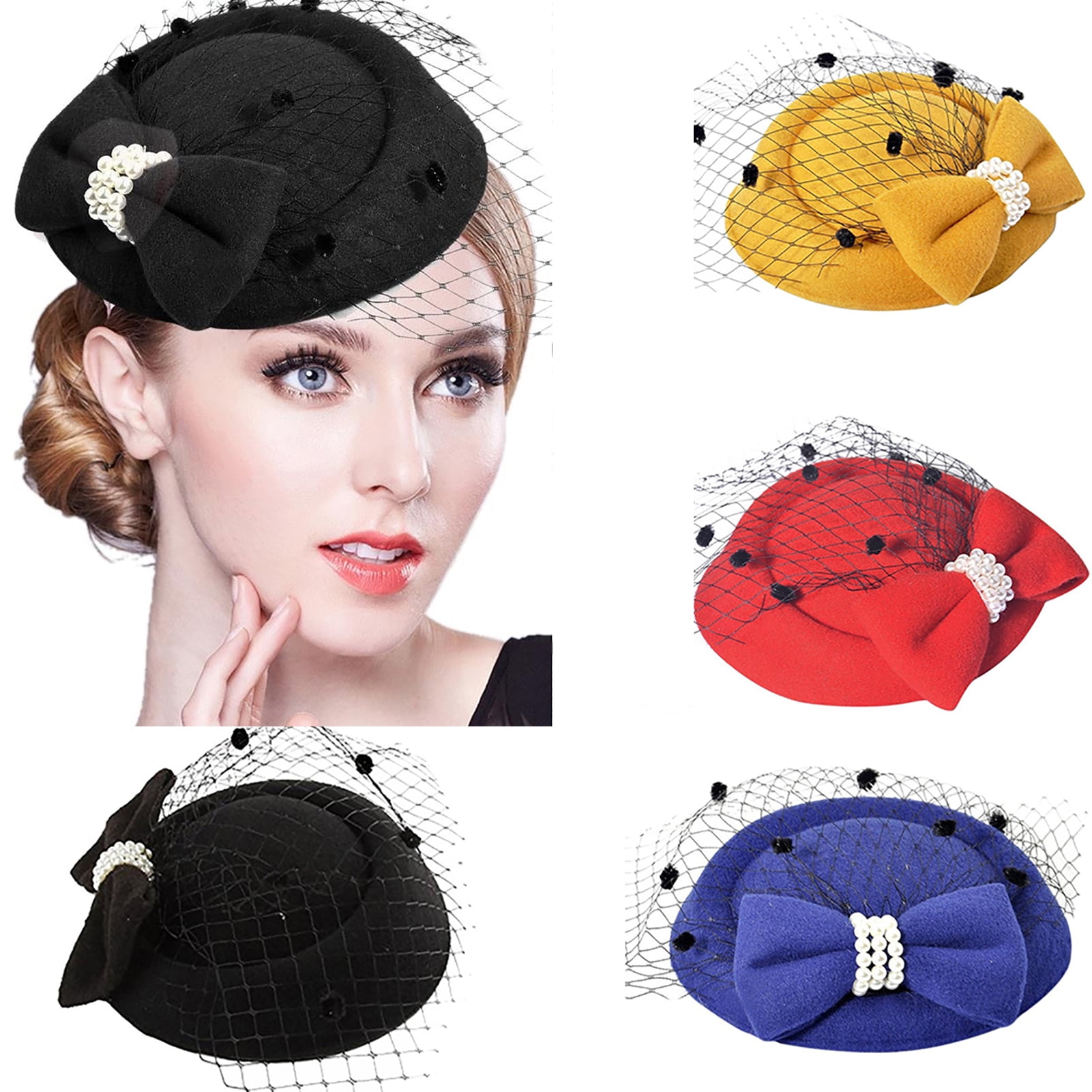 Walbest Girl Lady Hat Headwear Organza Church Bowknot Clip Fascinator ...