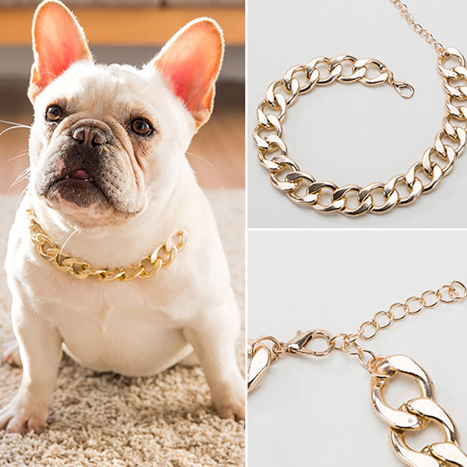 Walbest Gold Chain Dog Collar Pitbull Collar Necklace Link Chain