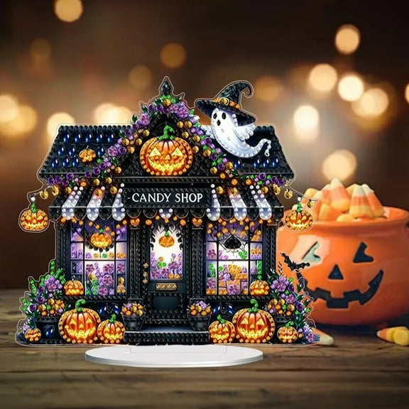 Walbest Halloween Rhinestone Painting Kit DIY Special Shaped Rhinestone Desktop Ornaments Halloween Themed Rhinestone Painting Craft Kit for Kids Gifts