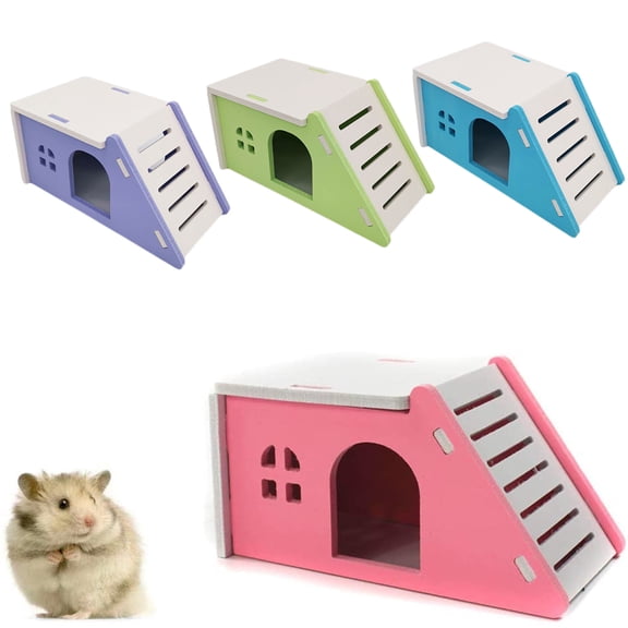 Walbest Hamster Hideout House Wooden Living Hut Exercise Funny Nest Toy for Mouse,Chinchilla,Rat,Gerbil and Dwarf Hamster