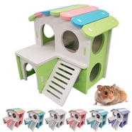 View of Hamsters House DIY Wooden Gerbil Hideout Bridge Swing and Chinchilla ...
