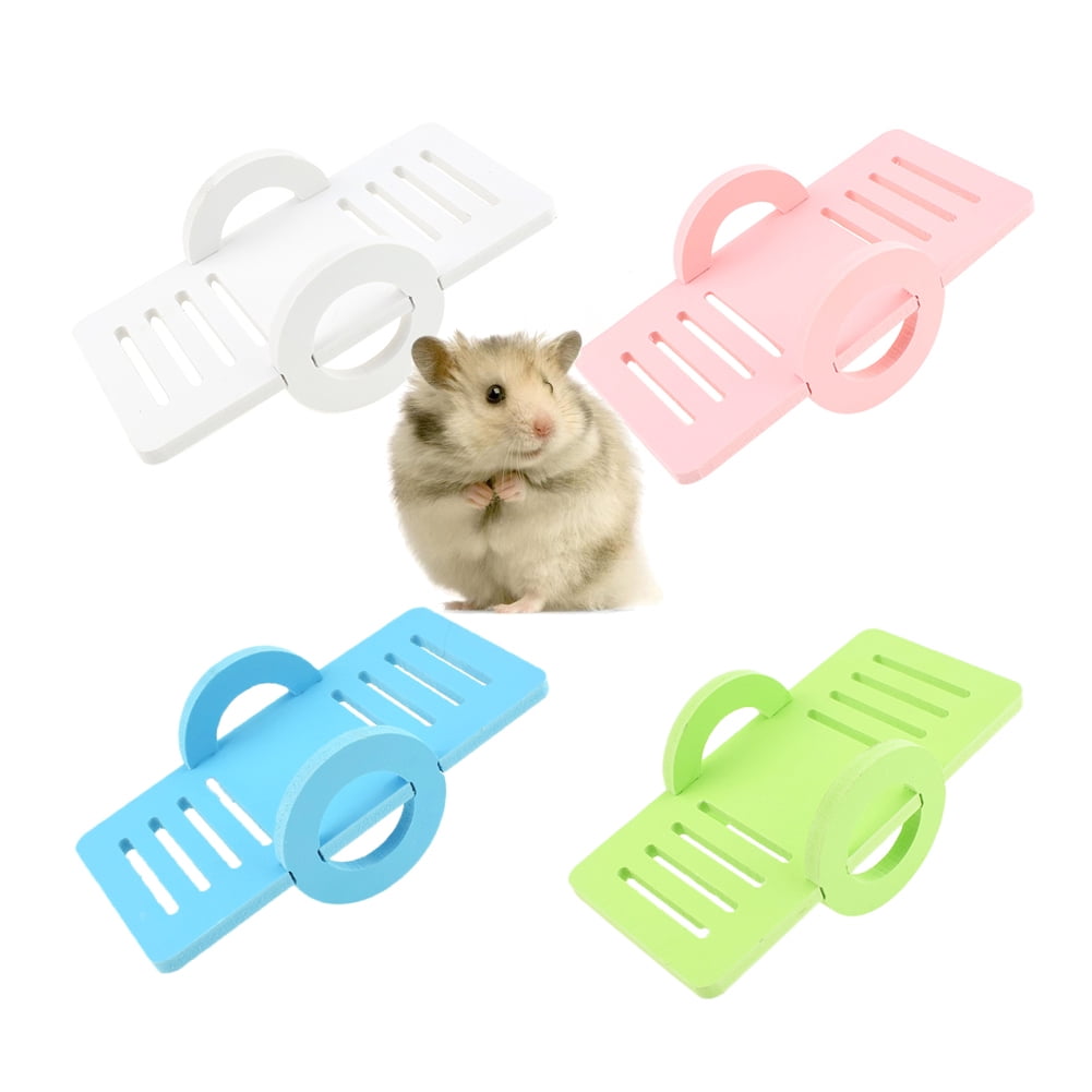 Image showcasing Walbest Hamster Toys Wooden Gerbil Hideout Bridge Seesaw for DIY ...