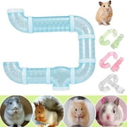 Walbest Hamster Tube Set, Transparent Curved Pipe Pet Cage Tunnel DIY Creative Connection Tunnel Excercise Toy for Mouse Hamster Rat and Other Small Animals
