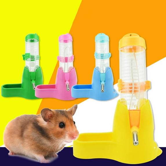 Walbest Hamster Water Bottle, 80 ML Small Animal Water Bottle Water Auto Dispenser with Food Container Base for Hamsters Rabbit Gerbil