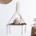 thumbnail image 1 of Walbest Hand Woven Tapestry Bohemian Style Space-saving Cotton Rope Floating Shelf Macrame Wall Hanging Stand for Farmhouse Decoration, 1 of 7