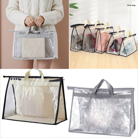 Walbest Handbag Storage Handbag Organizer, Purse Protector Storage Bag Dust Cover Bag Transparent Anti-dust Purse Storage Bag for Hanging Closet with Zipper and Handle (1pc)