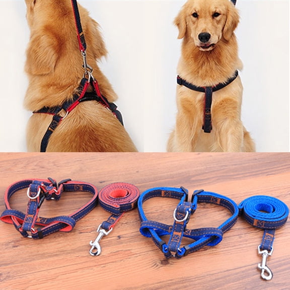 Walbest Hands Free Dog Leash,Multifunctional Dog Training Leads, 4ft Denim Leash for Puppy,Small & Large Dogs (Red, S)
