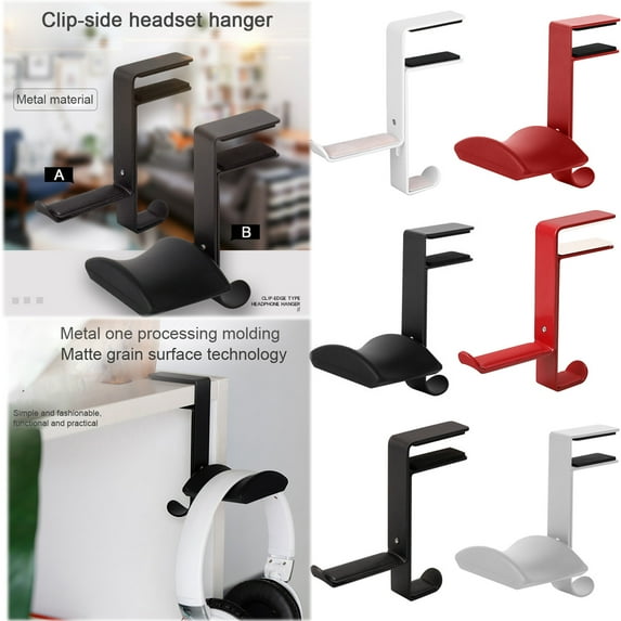 Walbest Headset Hanger Space-saving Earphone Headphone Stand, Earphone Metal Hook Holder Desk Clamp Type Headphone Storage Holder for Home