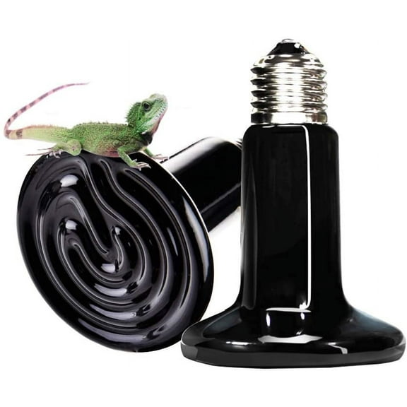 Walbest Infrared Heat Lamp Bulb, 100W Ceramic Heat Emitters Brooder Coop Pet IR Lamp Bulb for Reptile Like Lizard, Tortoise so on, No Light, Black