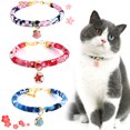 thumbnail image 1 of Walbest Japanese Chirimen Kimono Print Soft Cat Collar With Bell For Kitten Puppy Pet Supply, 1 Size Fits All and Adjustable, 1 of 7
