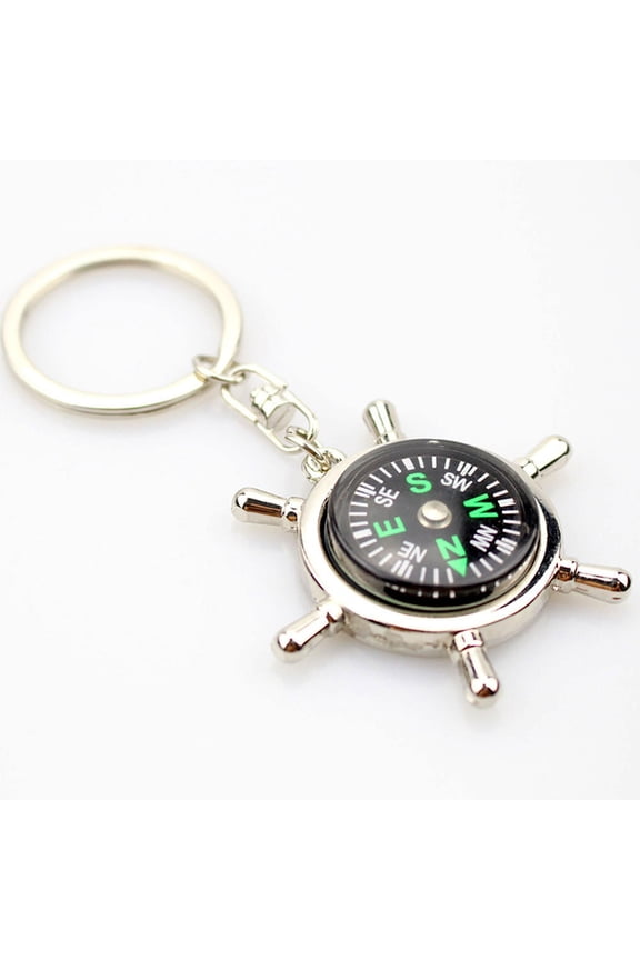 Keychain, New Fashion Style Rudder Compass Key Chain Ring Keyring