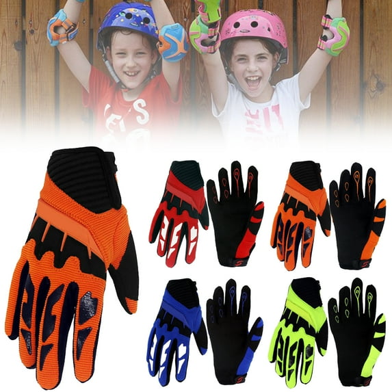 Walbest Kids Full Long Finger Cycling Protection Gloves, Skateboard Gloves, Roller Skating Gloves