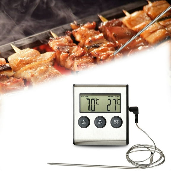 Walbest Kitchen Food Cook Baking Grilling Electronic Alarm Thermometer(0 to 300 Degree Celsius), Meat BBQ Timer Probe Digital Oven Thermometer
