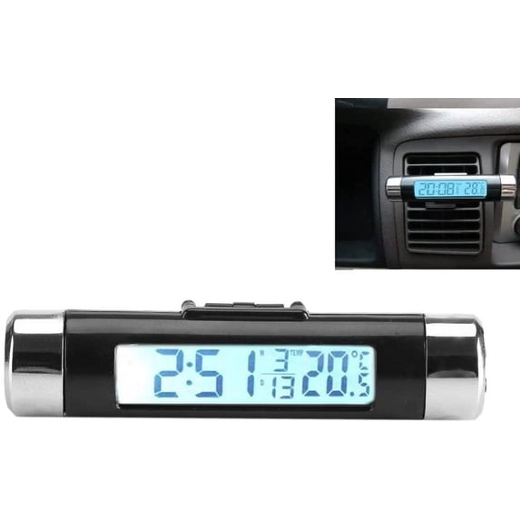 Walbest LCD Display Digital Clip-on Car Clock Thermometer Temperature Meter Gauge Automotive Mini Clock Monitor with Backlight for Truck Car