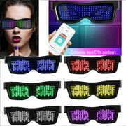 Walbest LED Glasses, Bluetooth APP Connected LED Display Smart Glasses Editable Text USB Rechargeable DIY Funky Eyeglasses for Party Club DJ Halloween Christmas