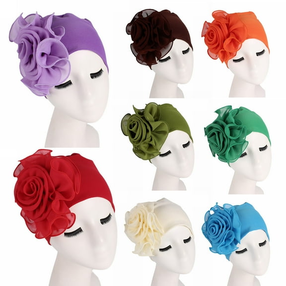 Walbest Ladies Elegant Hat Big Flower Design Lightweight Breathable Turban Cap Chemo Hat