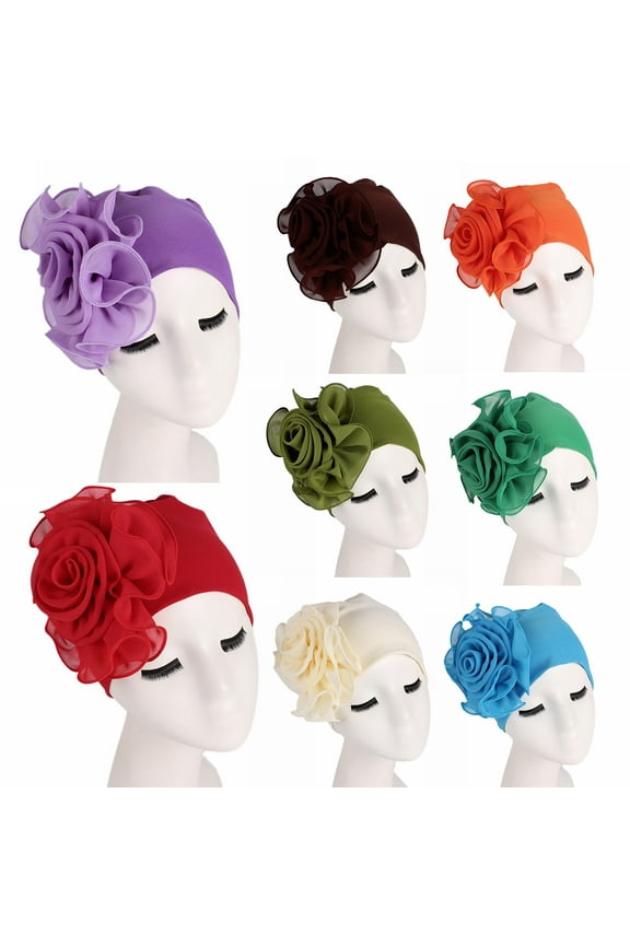 Ladies Elegant Hat Big Flower Design Lightweight Breathable Turban Cap Chemo Hat