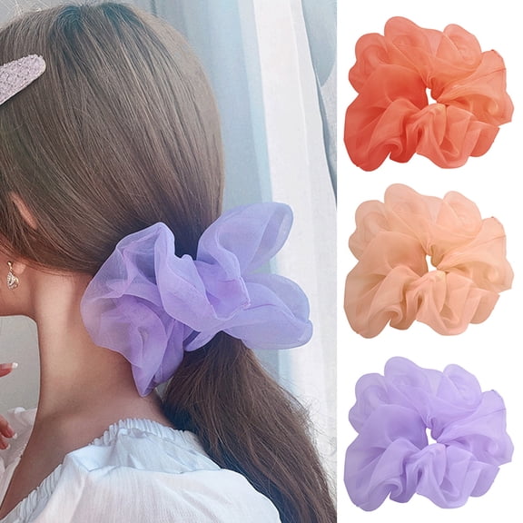 Walbest Ladies Minimalism Solid Color Elastic Tulle Rope Ponytail Holder Scrunchy Hair Accessory