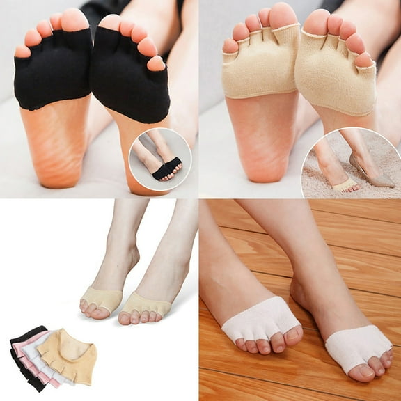Walbest Ladies Ultra Short Breathable Five Toe Separator Open Toe Socks, Heelless Yoga Sandal Cotton Invisible Five Toe Socks