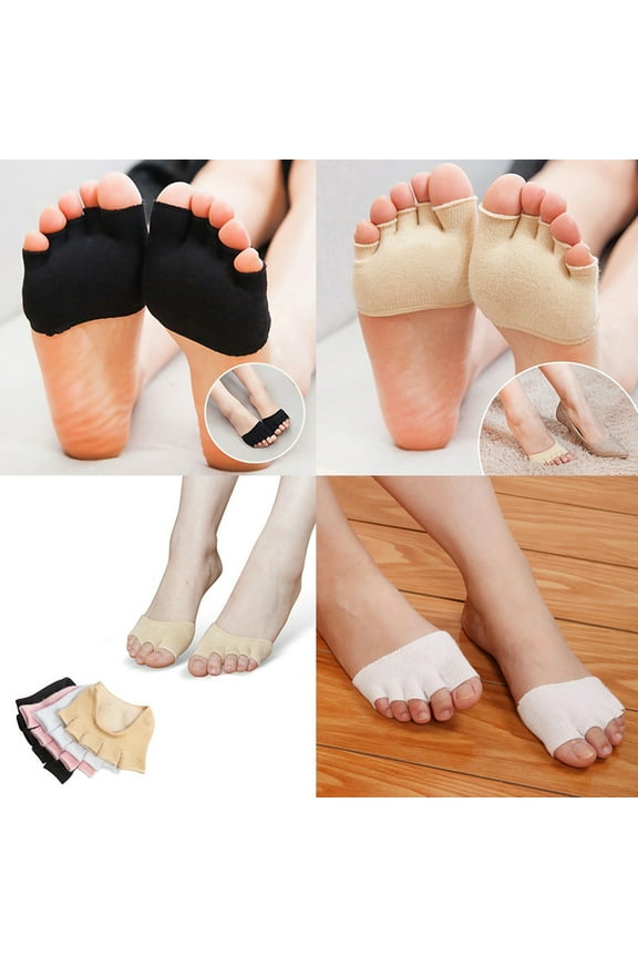 Ladies Ultra Short Breathable Five Toe Separator Open Toe Socks, Heelless Yoga Sandal Cotton Invisible Five Toe Socks