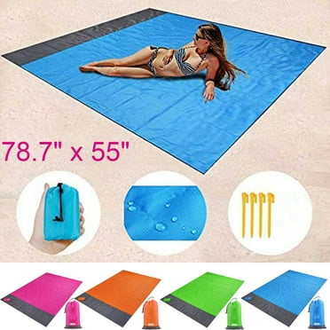Walbest Large Beach Blanket, Beach Mat Outdoor Picnic Blanket Compact Waterproof and Quick Drying Beach Carpet Made by Premium Nylon TPU, Pocket Picnic Sheet for Outdoor Travel ( 78.7" x 55")