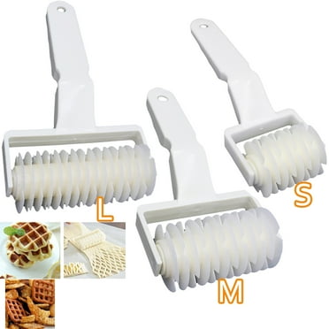 Walbest Lattice Roller Cutter Plastic Decorating Rolling Pin Dough Crust Pizza Baking Hobbing Embossing Tool, Pastry Pizza Pie Cookie Bread Craft DIY Baking Tool, White 1pc
