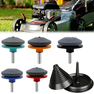 Walbest Lawn Mower Blade Sharpener for Drill and Lawn Mower Blade Balancer Set, Universal Rotary Lawn Mower Sharpener Blade Whetstone for Power Drill Hand Drill