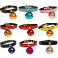 thumbnail image 1 of Walbest Leather Cat Collar with Bell Adjustable Small Pet Kitten Collars, 11 Style, 1 of 7