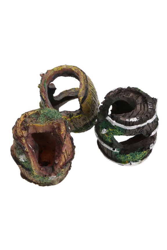 Log Resin Hollow Tree Trunk Ornament, Fish Tank Decoration Wood House Aquarium Hideout Caves Decorations for Betta, Turtles, Small Lizards, Reptiles, Amphibians, 2.36" x 2.17" x 2.17"