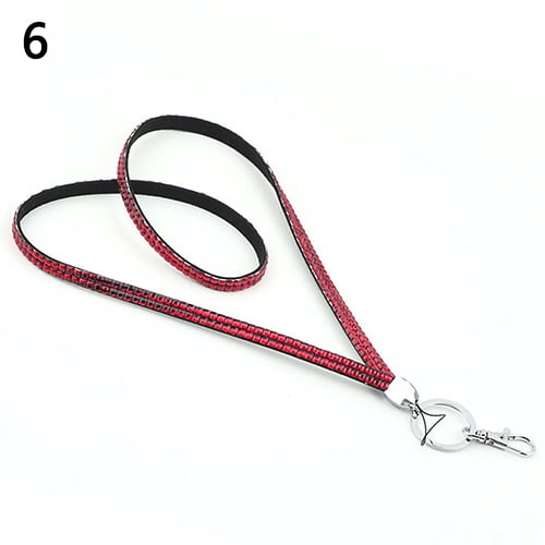 Walbest Luxury Rhinestone Buing Shiny Custom Lanyard ID Badge Cellphone Key Holder Ring