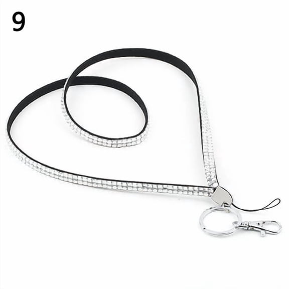 Walbest Luxury Rhinestone Buing Shiny Custom Lanyard ID Badge Cellphone Key Holder Ring
