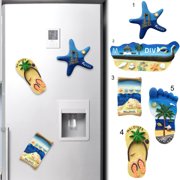 Walbest Maldives Seascape Sea Starfish Refrigerator Magnet ، مصمم على شكل ثلاثي الأبعاد من الراتنج متعدد الأنماط Creative Cute Fridge Magnetic Sticker