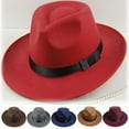 thumbnail image 1 of Walbest Men Women Classic Hard Felt Cowboy Wide Brim Fedora Panama Hat Outdoor Beach Holiday Sun Hat, 1 of 7