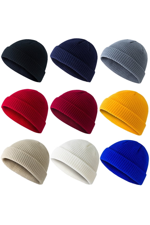 Men Women Winter Solid Color Knitted Beanie Cap Warm Woolen Street Wear Dome Cap Outdoor Hat