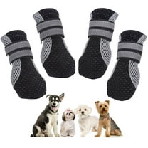 Walbest Mesh Dog Boots Reflective Dog Shoes, Breathable Puppy Paw Protector with Soft Anti-Slip Sole, Adjustable Lightweight Outdoor Pet Shoes for Walking Hiking Running, Set of 4, Black M