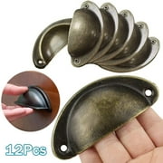 Walbest Metal Drawer Flat Pulls Knobs Closet Cabinet Handles Furniture Wardrobe Hardware Cabinet Cup Pulls, Kitchen Hardware Drawer Shell Shaped Handles 82mm 12 Pack