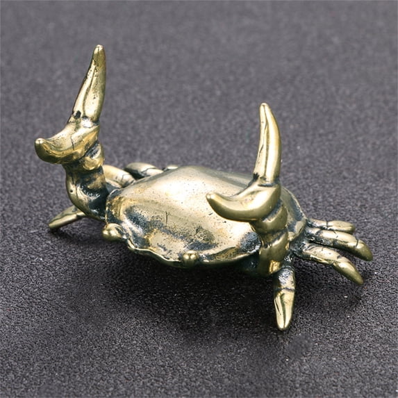 Walbest Mini Brass Figurine Vintage Ornamental Casting Vivid Dolphin/ Crab/ Seal Copper Sculpture Office Desktop Ornament