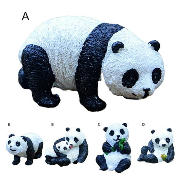 Walbest Miniature Landscape Vivid Resin Panda Statue, Precisely Detail Realistic Looking Panda Figurine for Yard, 1Pc