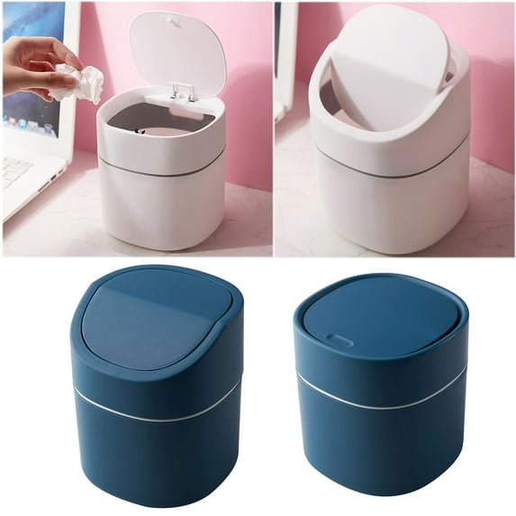 Walbest Modern ABS Mini Trash Can with Lid Wastebasket, Waste Bin for Bathroom Vanity, Desktop, Tabletop or Coffee Table