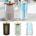 thumbnail image 1 of Walbest Modern Acrylic Compact Small Disposable Paper Cup Dispenser, Dust-proof Storage Holder for Rinsing Cups on Bathroom Vanity Countertops, Cups not Included, 1 of 7