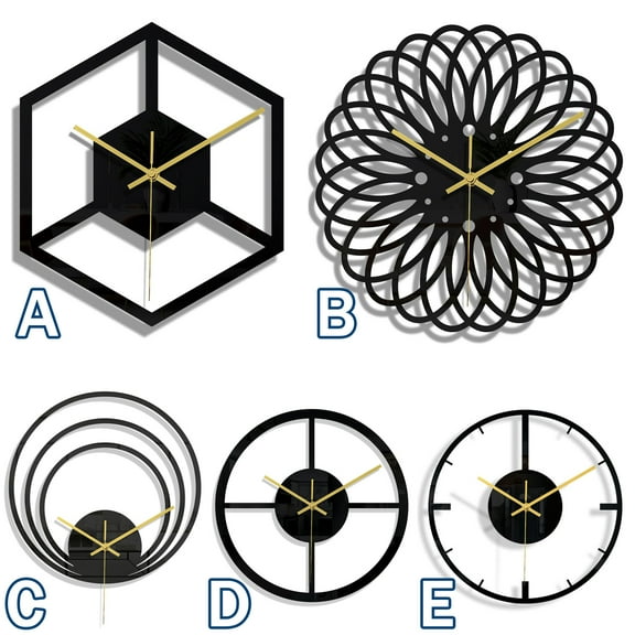 Walbest Modern Style 3D Solid Geometric Shape Acrylic Black Wall Clock, 11.8 Inch Home Decoration Simple Wall Clock for Living Room (Batteries Not Included)