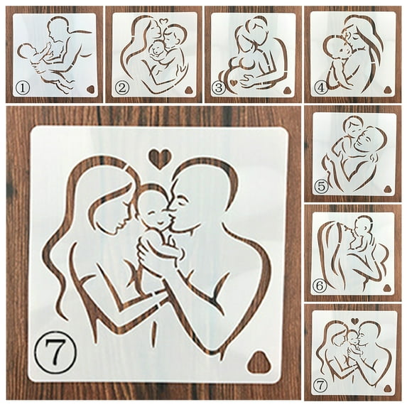 Walbest Mother's Day Cake Stencil Hollow Out Smooth Surface Plastic Love Pregnant DIY Fondant Template Kitchen Supply